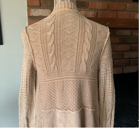 Free People All Washed Out Asymmetrical Cardigan Sand Tan Pink Sz S - Picture 4 of 6